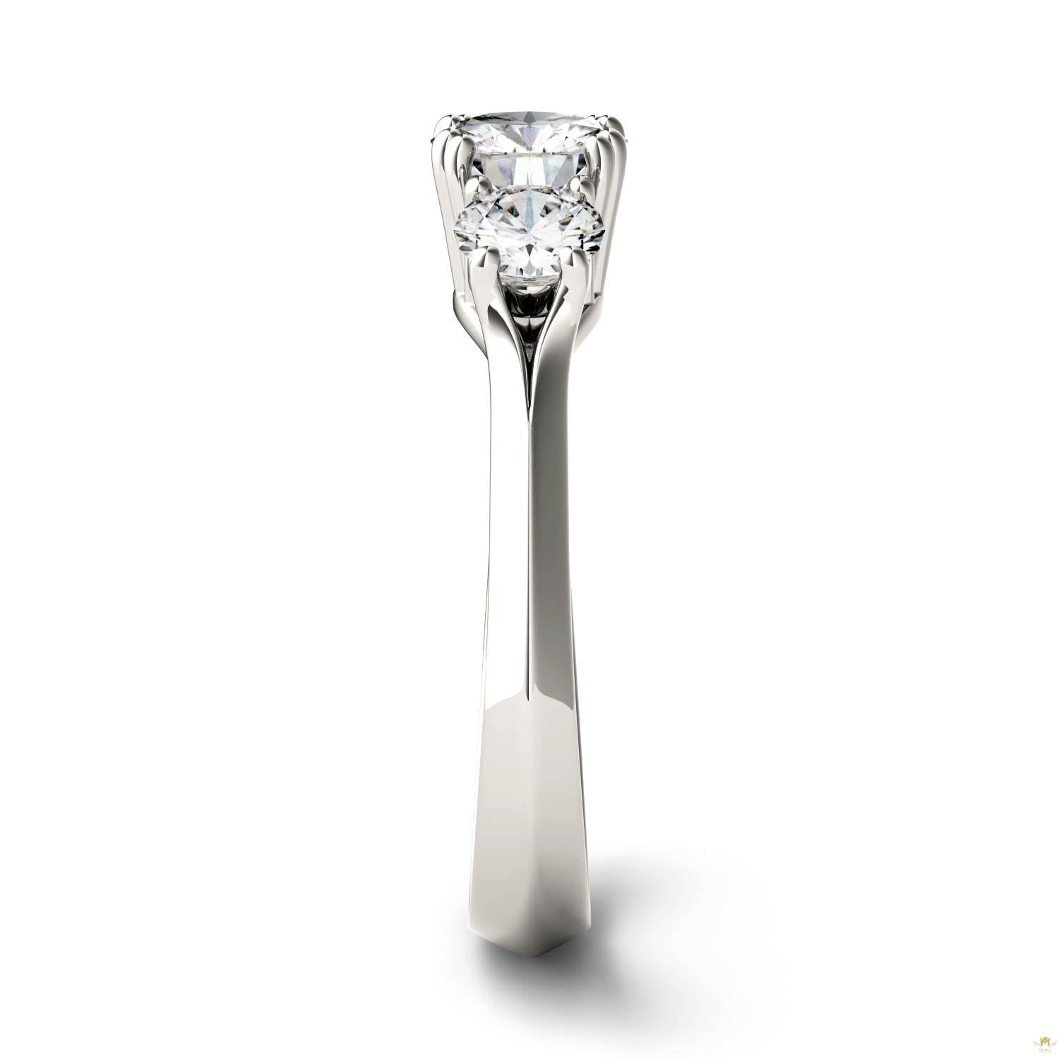 1.06 CTW   Round Moissanite Three Stone Ring in 14K White Gold