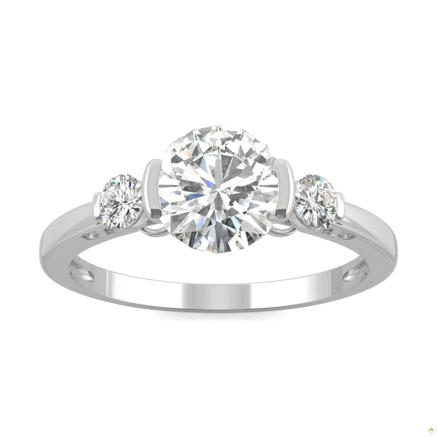 1.40 CTW   Round Moissanite Engagement Ring in 14K White Gold