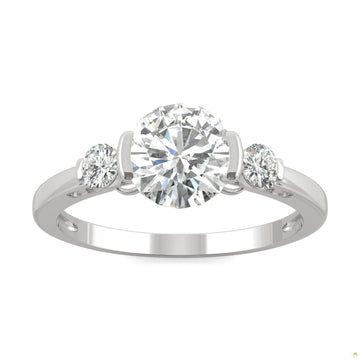 1.40 CTW   Round Moissanite Engagement Ring in 14K White Gold