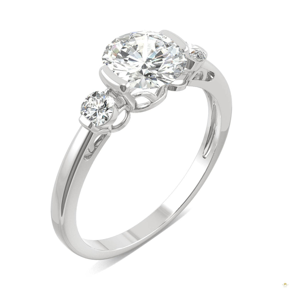 1.40 CTW   Round Moissanite Engagement Ring in 14K White Gold