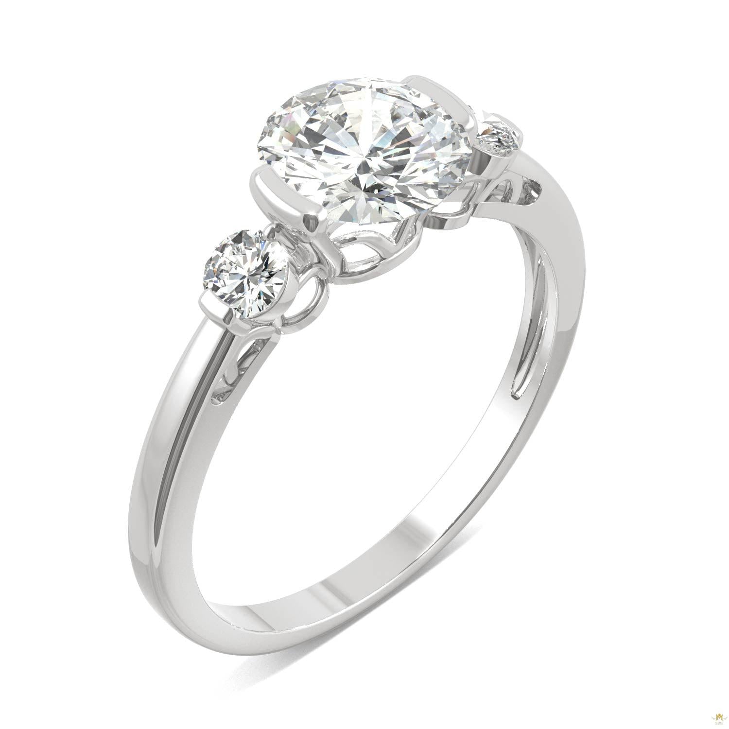 1.40 CTW   Round Moissanite Engagement Ring in 14K White Gold