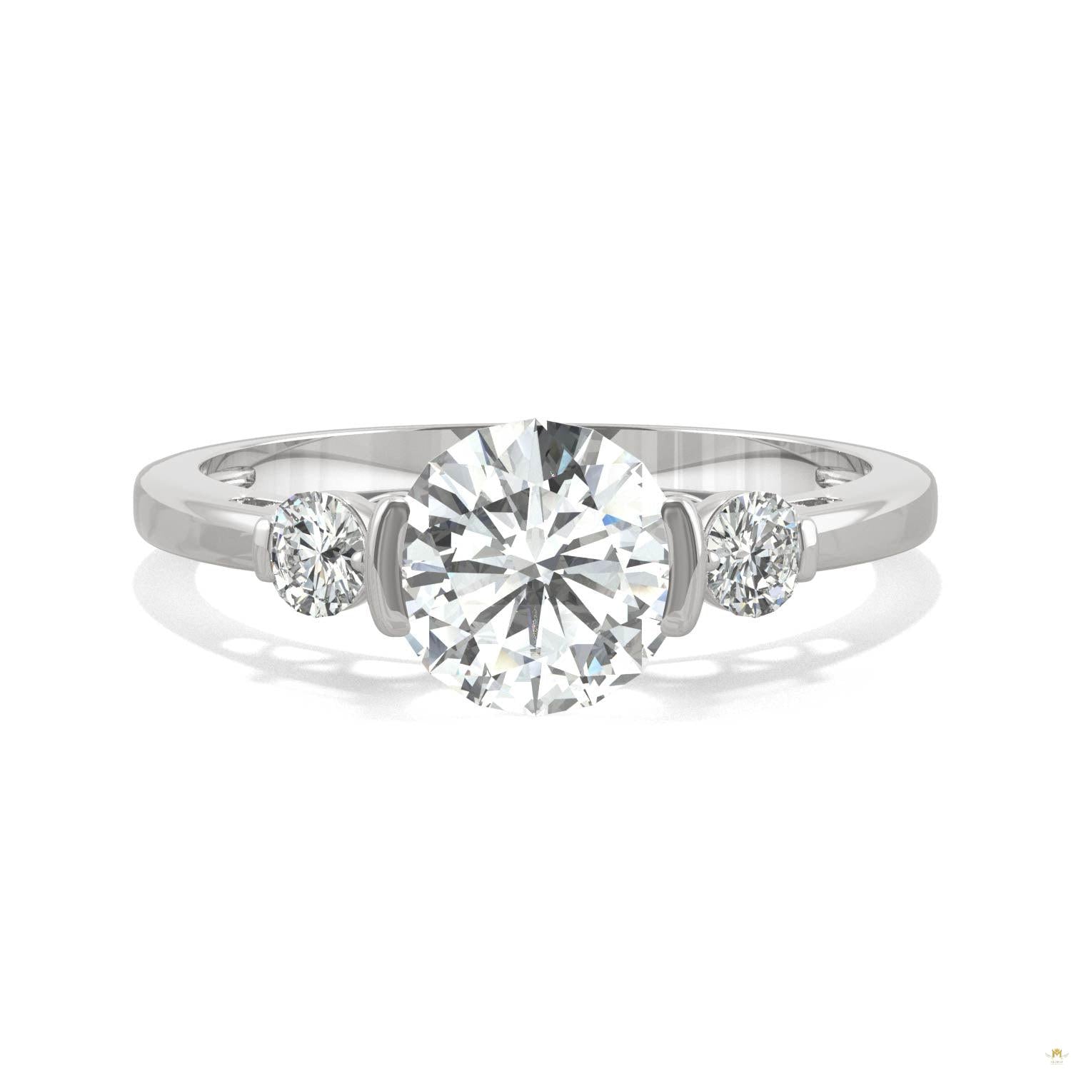 1.40 CTW   Round Moissanite Engagement Ring in 14K White Gold