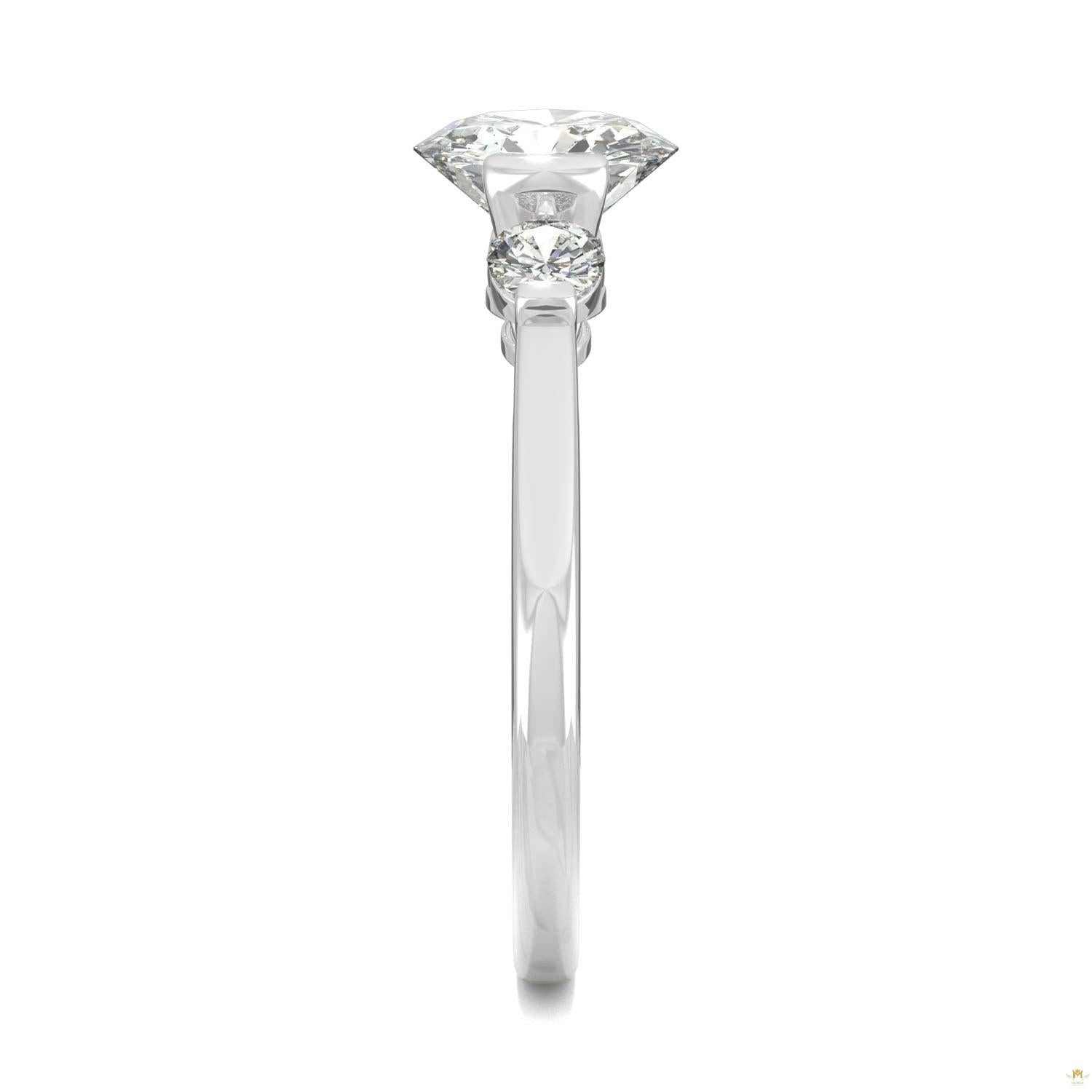 1.40 CTW   Round Moissanite Engagement Ring in 14K White Gold