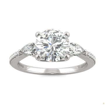 2.50 CTW   Round Moissanite Engagement Ring in 14K White Gold