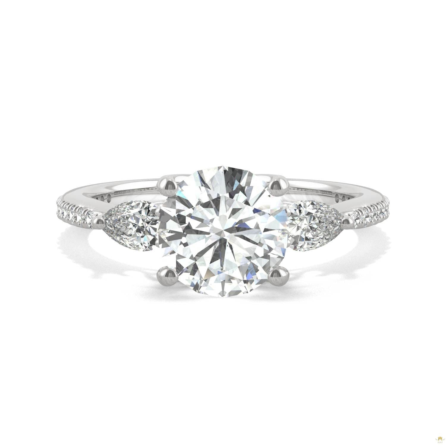 2.50 CTW   Round Moissanite Engagement Ring in 14K White Gold