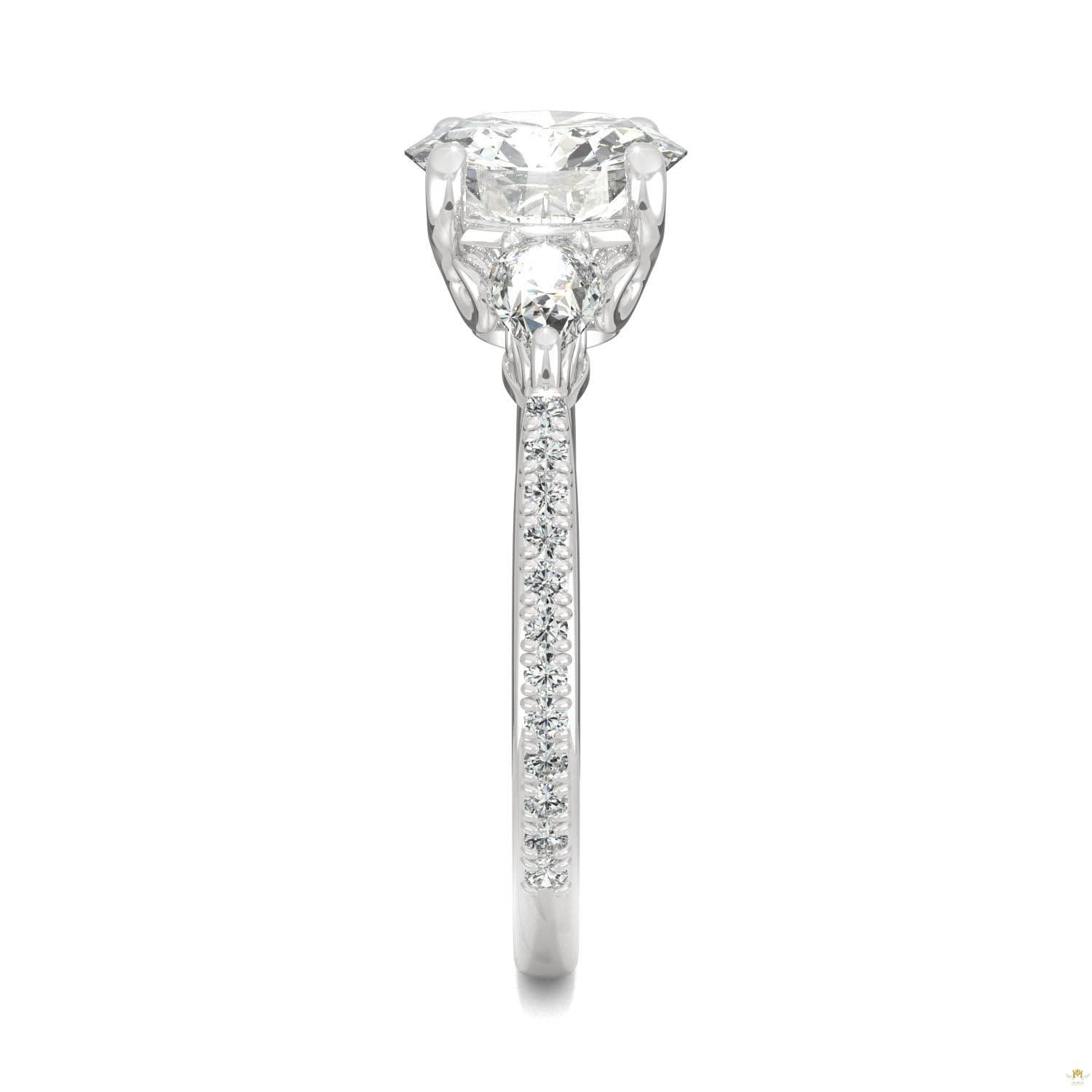 2.50 CTW   Round Moissanite Engagement Ring in 14K White Gold