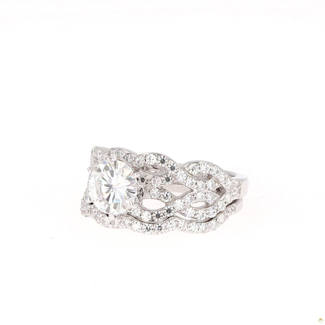1.85 CTW   Round Near-Colorless Moissanite Split Shank Ring in 14K White Gold