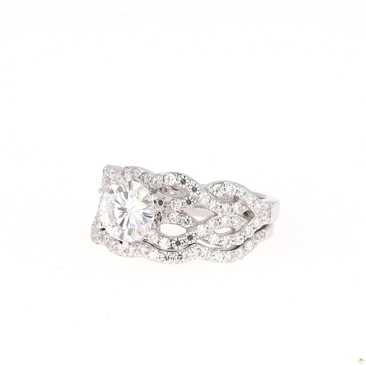 1.85 CTW   Round Near-Colorless Moissanite Split Shank Ring in 14K White Gold