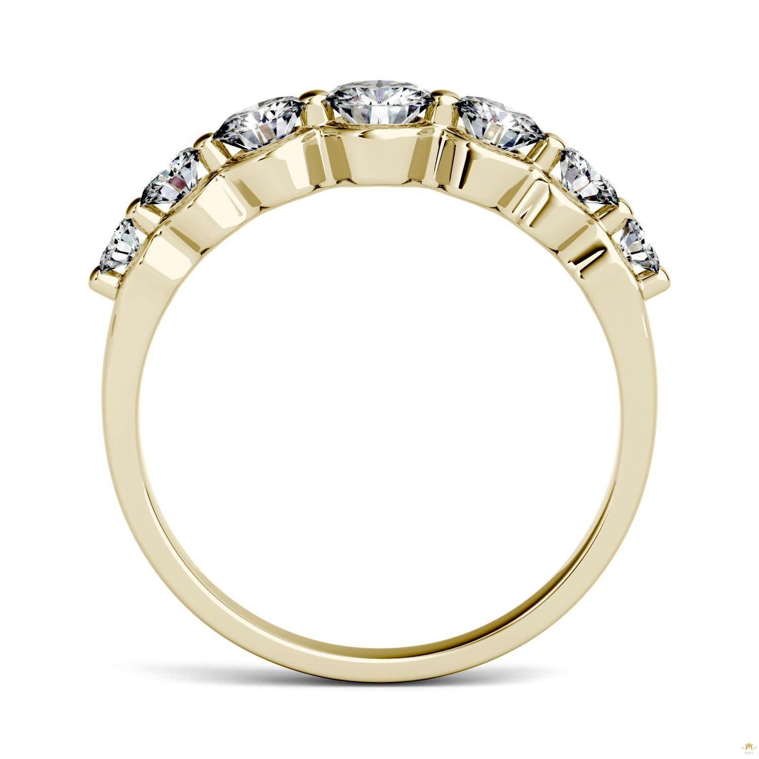 0.87 CTW   Round Moissanite Seven Stone Ring in 14K Yellow Gold
