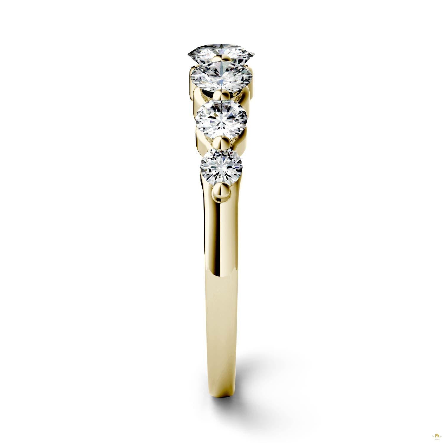 0.87 CTW   Round Moissanite Seven Stone Ring in 14K Yellow Gold
