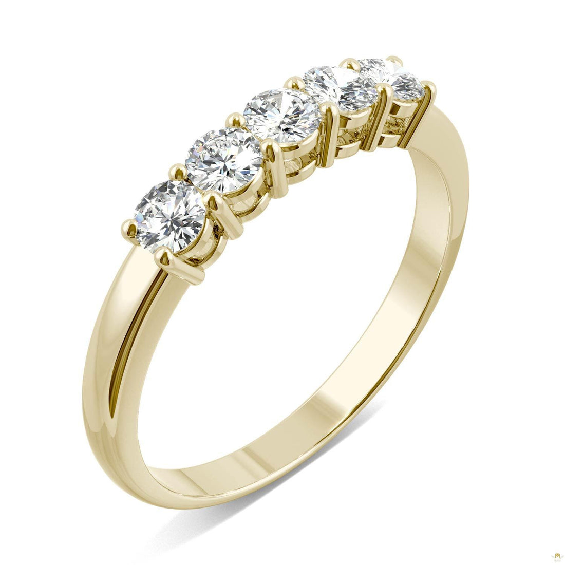 0.50 CTW   Round Moissanite Five Stone Ring in 14K Yellow Gold
