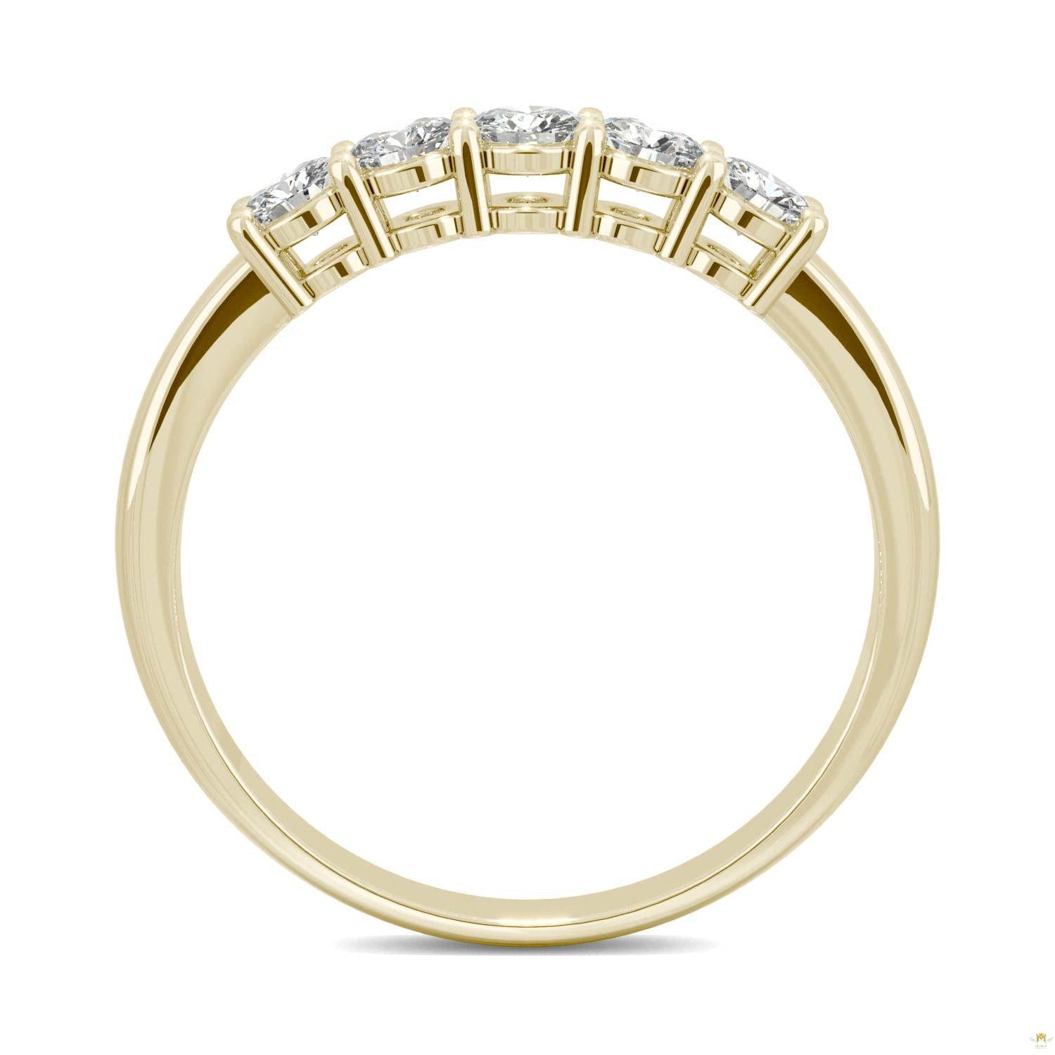 0.50 CTW   Round Moissanite Five Stone Ring in 14K Yellow Gold