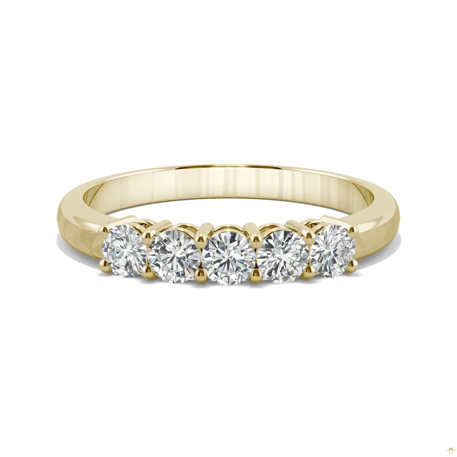 0.50 CTW   Round Moissanite Five Stone Ring in 14K Yellow Gold