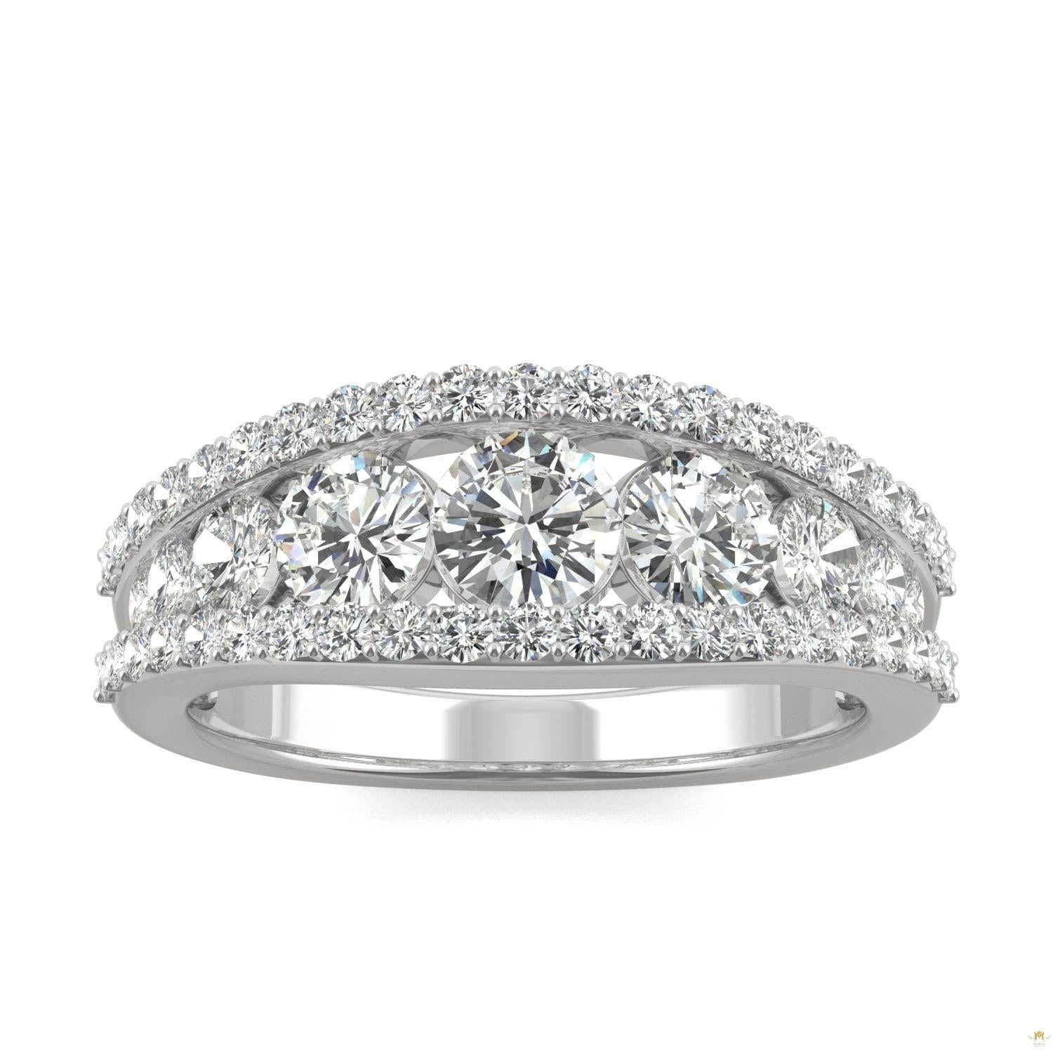 1.53 CTW   Round Moissanite Fashion Ring in 14K White Gold