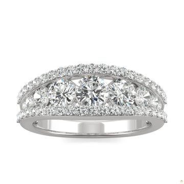 1.53 CTW   Round Moissanite Fashion Ring in 14K White Gold