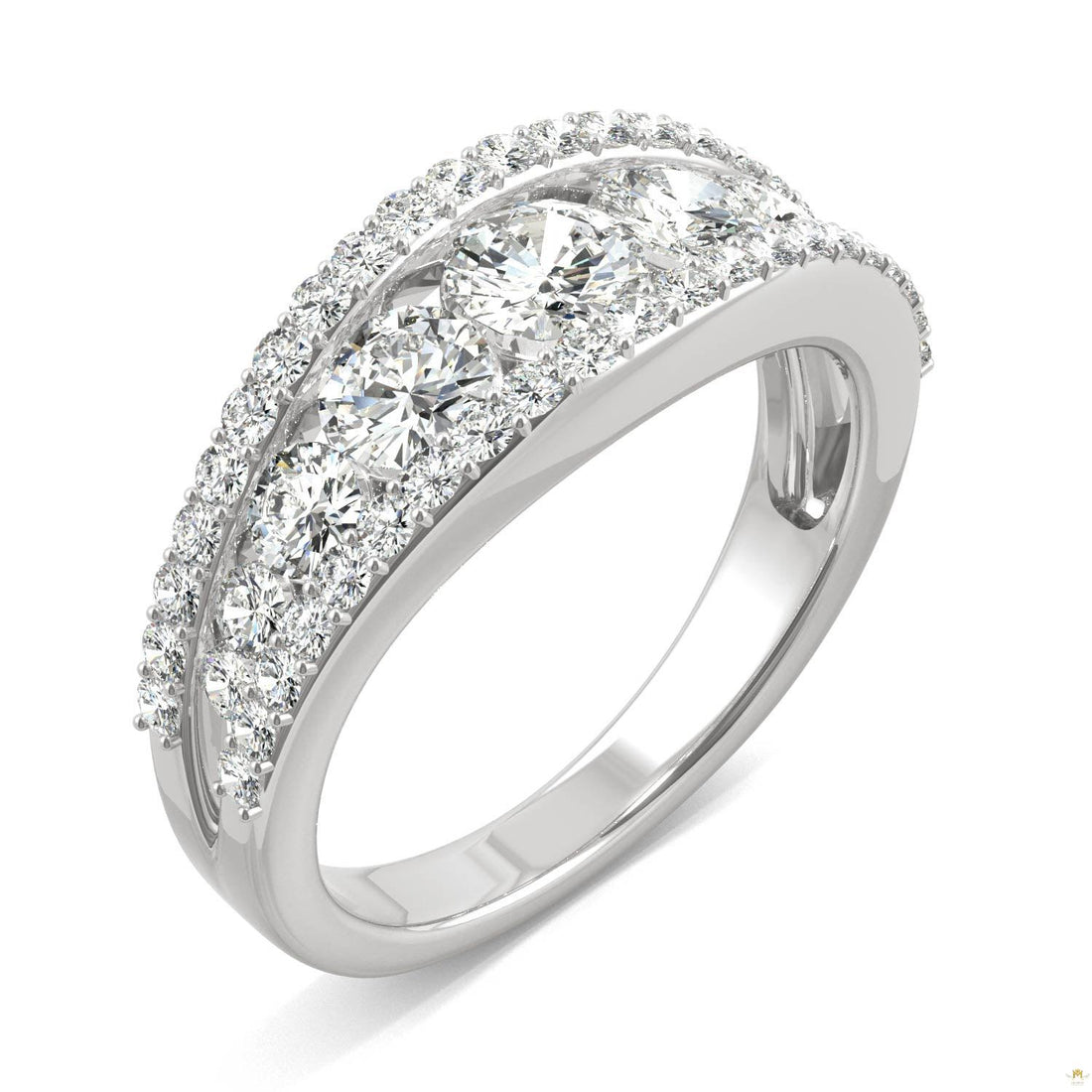 1.53 CTW   Round Moissanite Fashion Ring in 14K White Gold