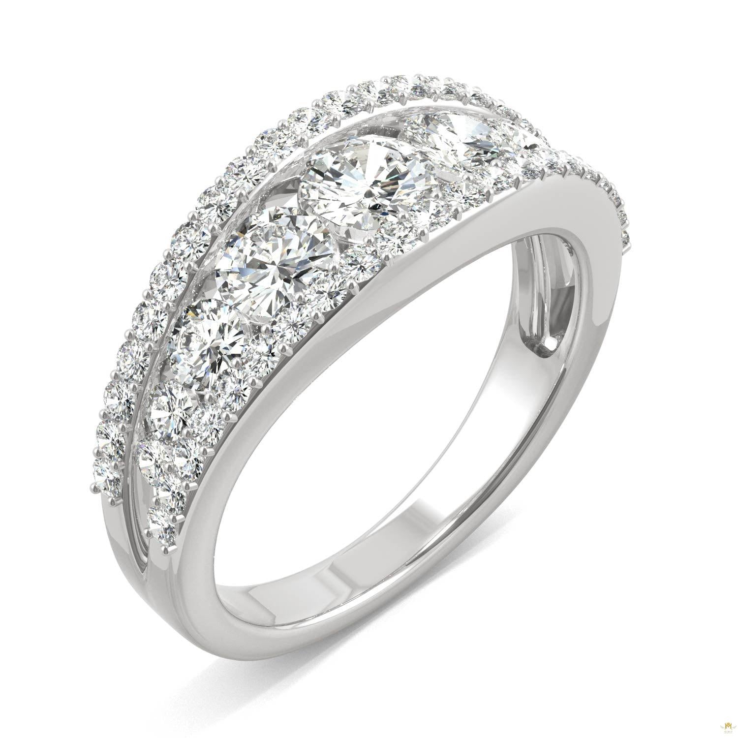 1.53 CTW   Round Moissanite Fashion Ring in 14K White Gold