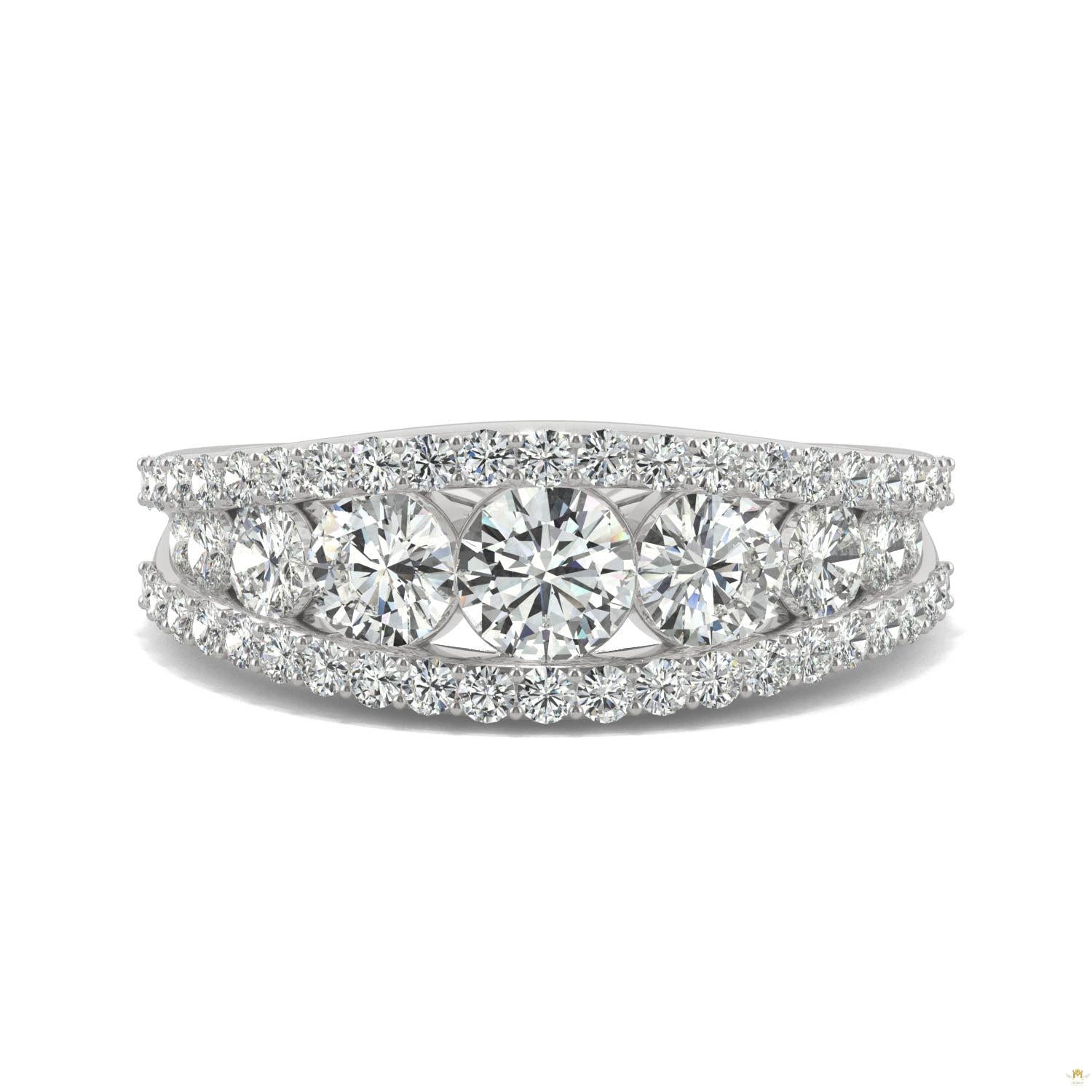 1.53 CTW   Round Moissanite Fashion Ring in 14K White Gold