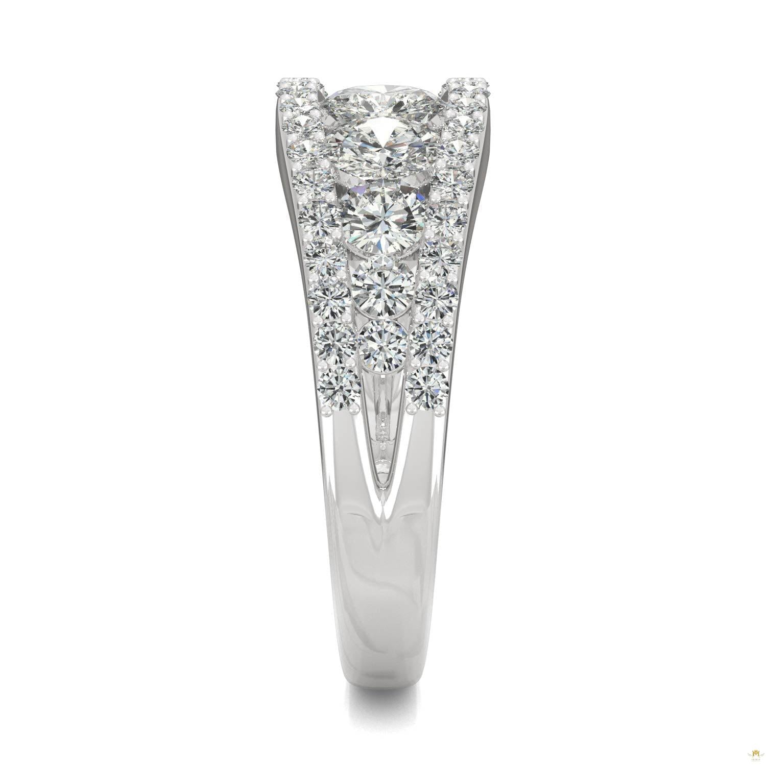 1.53 CTW   Round Moissanite Fashion Ring in 14K White Gold