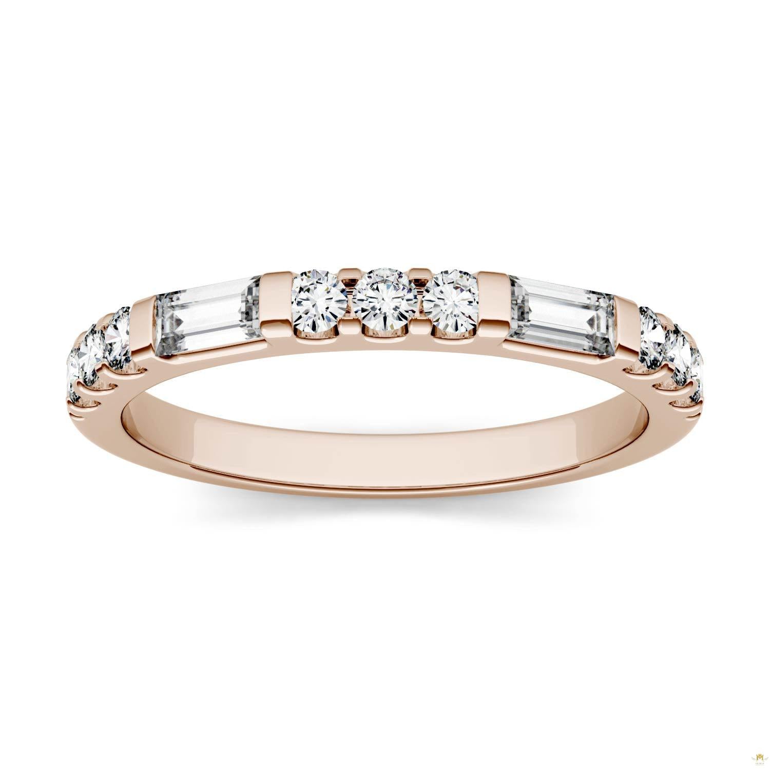 0.50 CTW   Straight Baguette Moissanite Stackable Ring in 14K Rose Gold