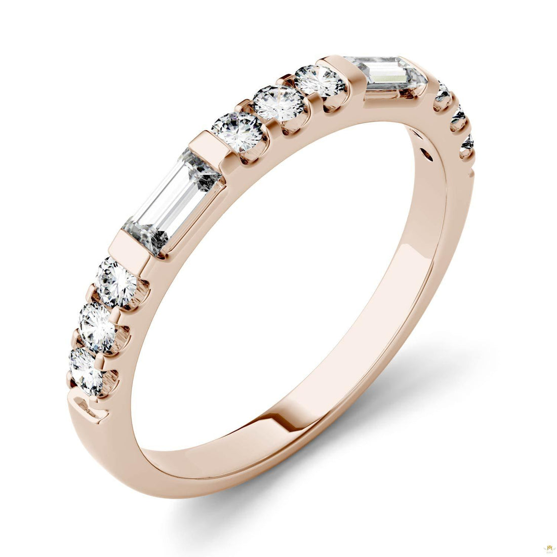 0.50 CTW   Straight Baguette Moissanite Stackable Ring in 14K Rose Gold