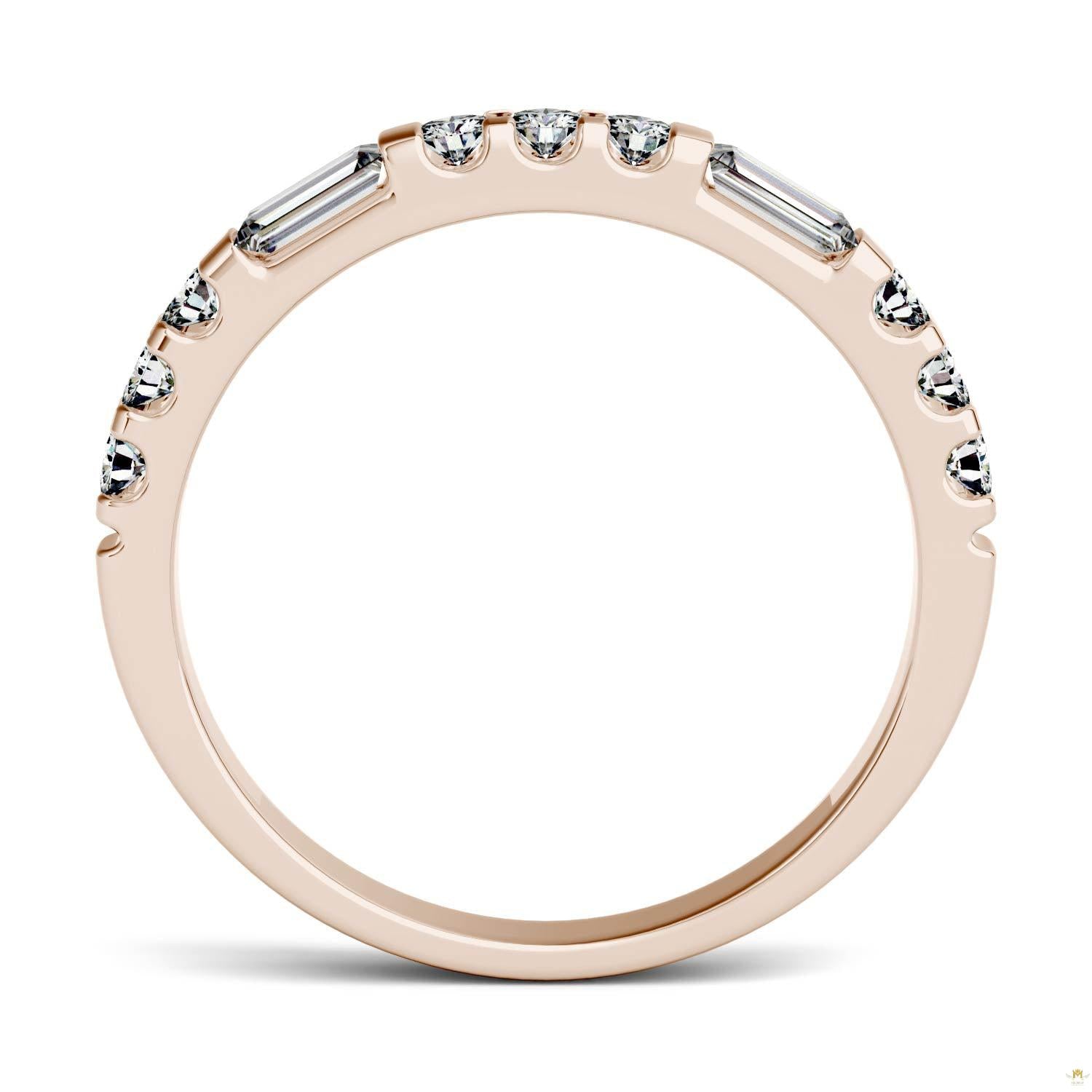 0.50 CTW   Straight Baguette Moissanite Stackable Ring in 14K Rose Gold
