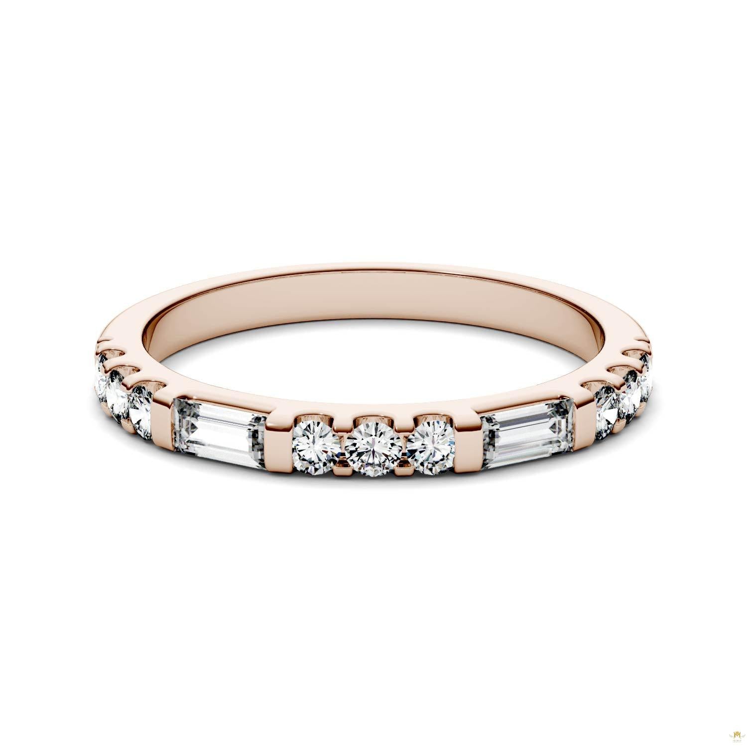 0.50 CTW   Straight Baguette Moissanite Stackable Ring in 14K Rose Gold