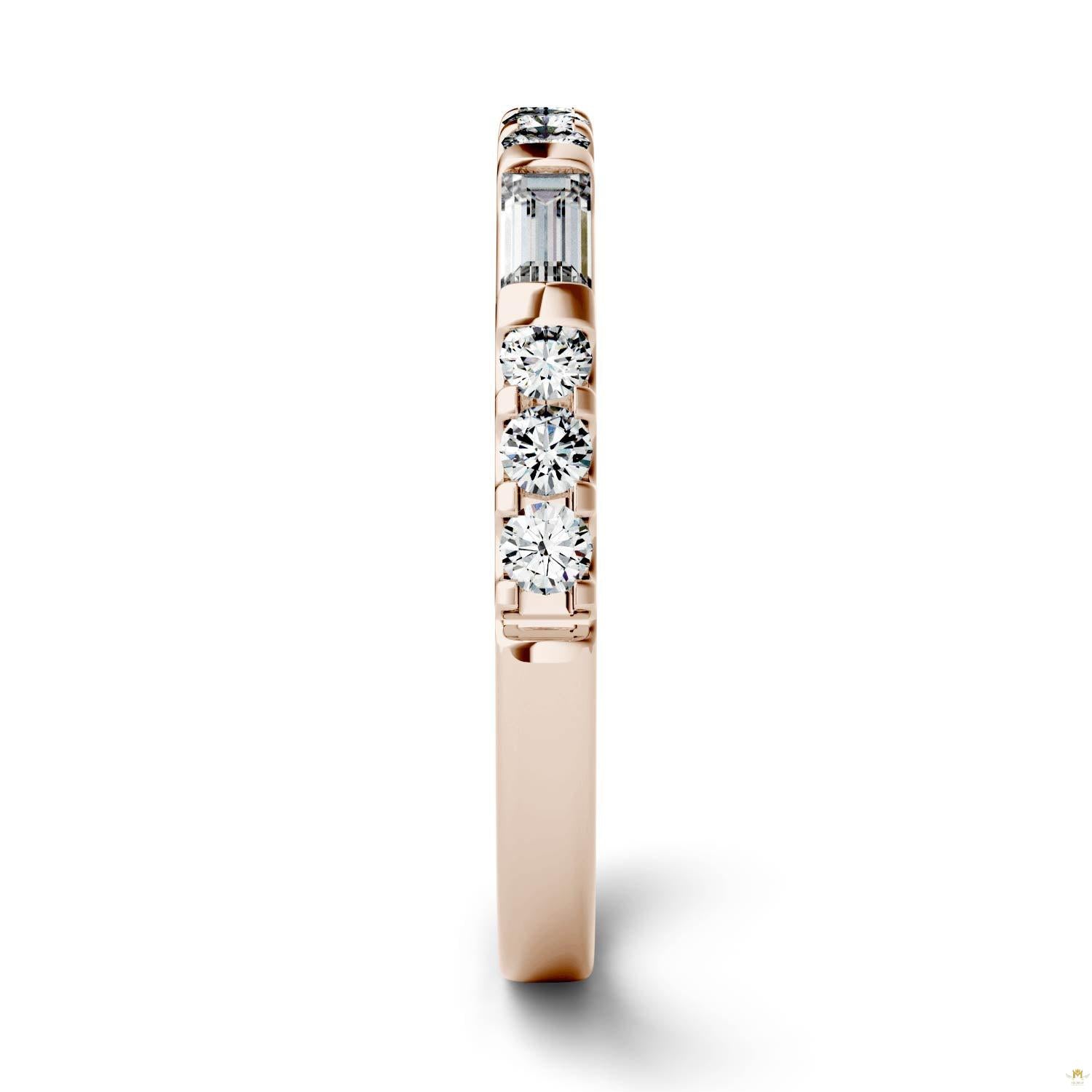 0.50 CTW   Straight Baguette Moissanite Stackable Ring in 14K Rose Gold