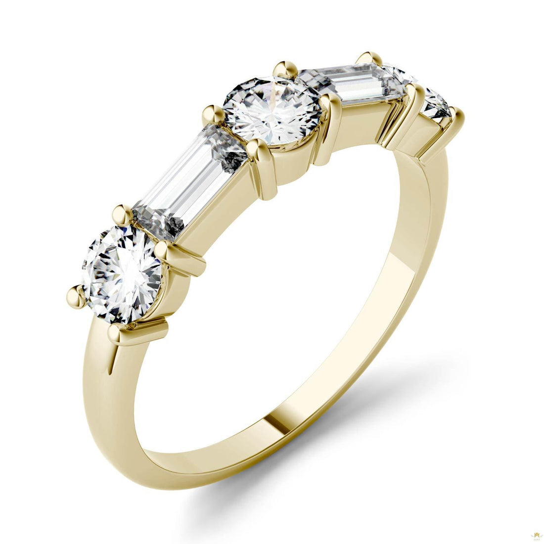 1.15 CTW   Straight Baguette Moissanite Stackable Ring in 14K Yellow Gold