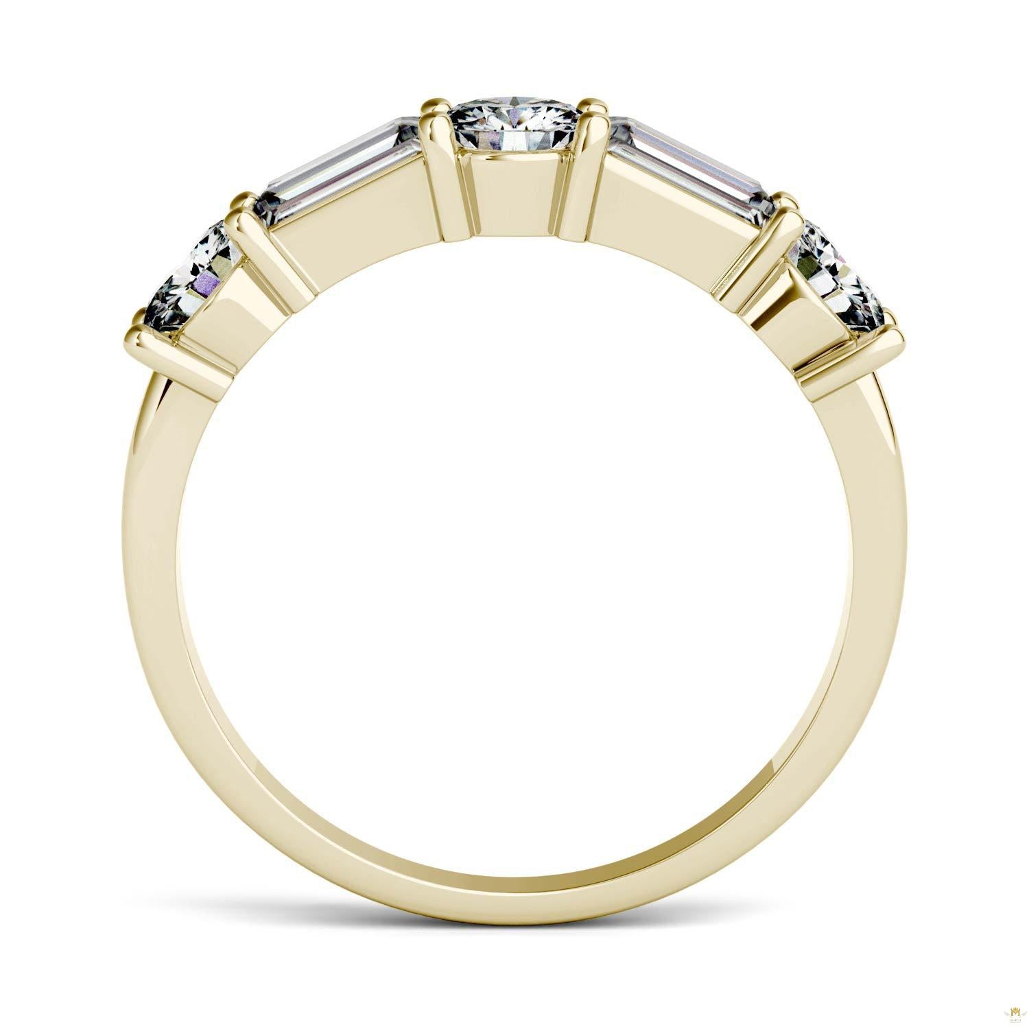 1.15 CTW   Straight Baguette Moissanite Stackable Ring in 14K Yellow Gold