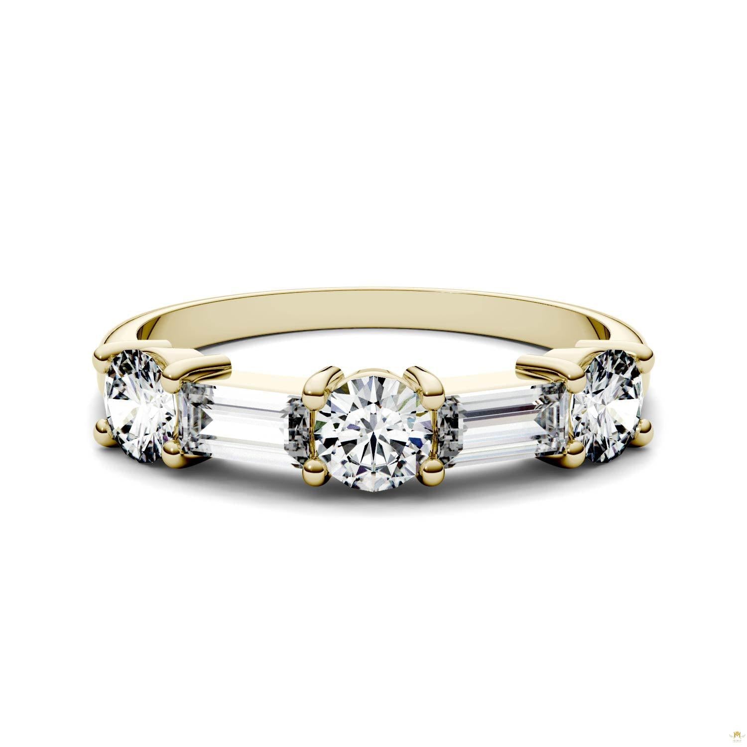 1.15 CTW   Straight Baguette Moissanite Stackable Ring in 14K Yellow Gold