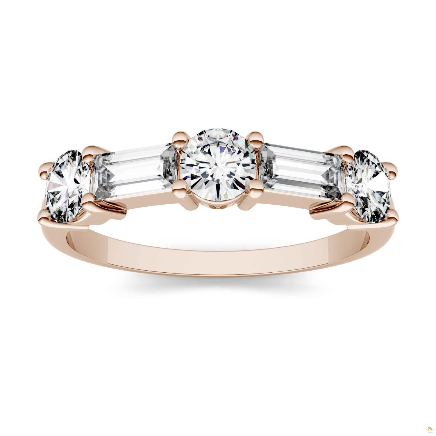1.15 CTW   Straight Baguette Moissanite Stackable Ring in 14K Rose Gold