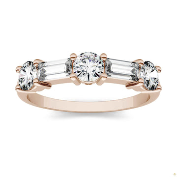 1.15 CTW   Straight Baguette Moissanite Stackable Ring in 14K Rose Gold