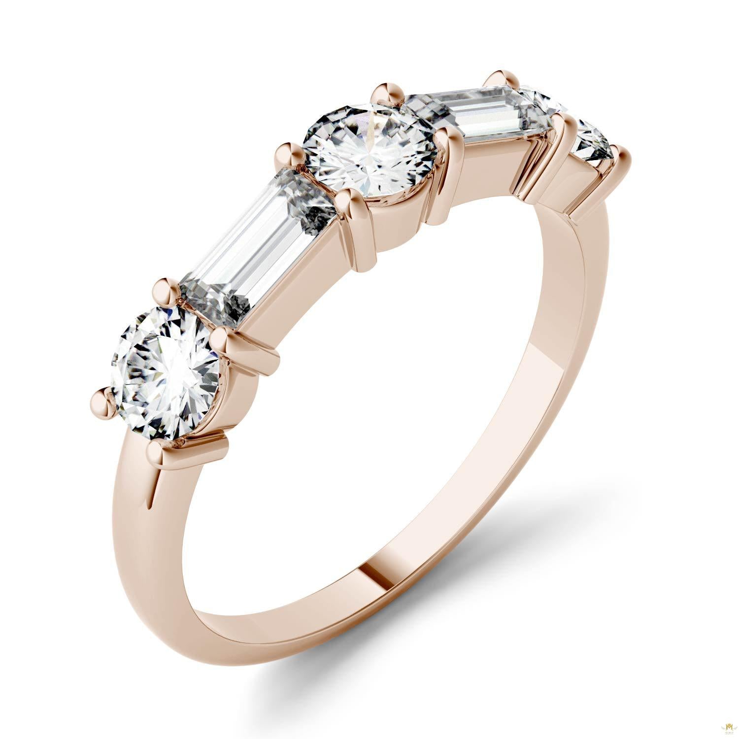 1.15 CTW   Straight Baguette Moissanite Stackable Ring in 14K Rose Gold