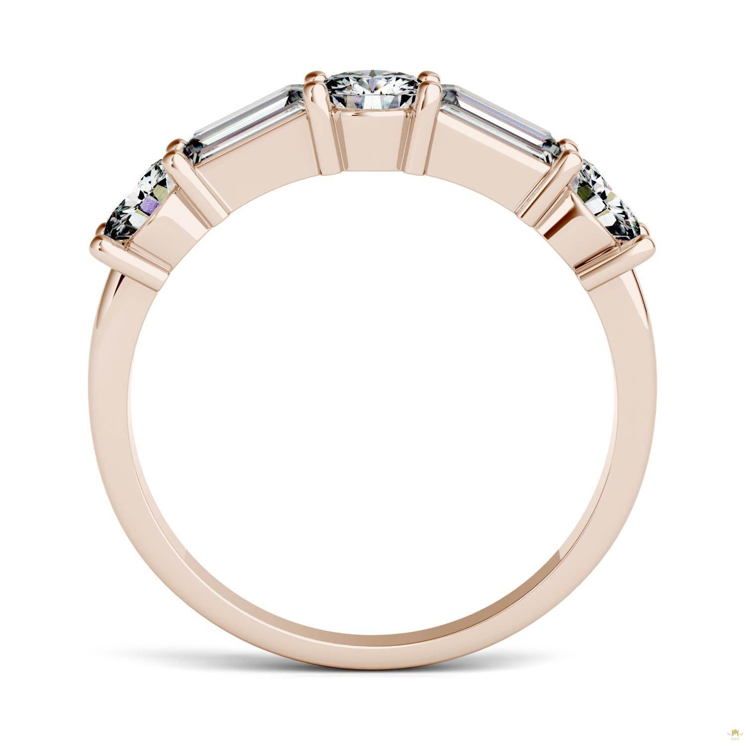 1.15 CTW   Straight Baguette Moissanite Stackable Ring in 14K Rose Gold