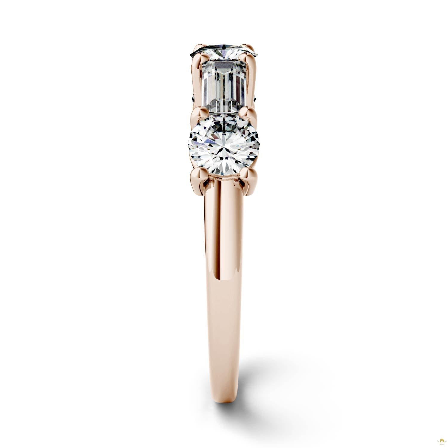 1.15 CTW   Straight Baguette Moissanite Stackable Ring in 14K Rose Gold