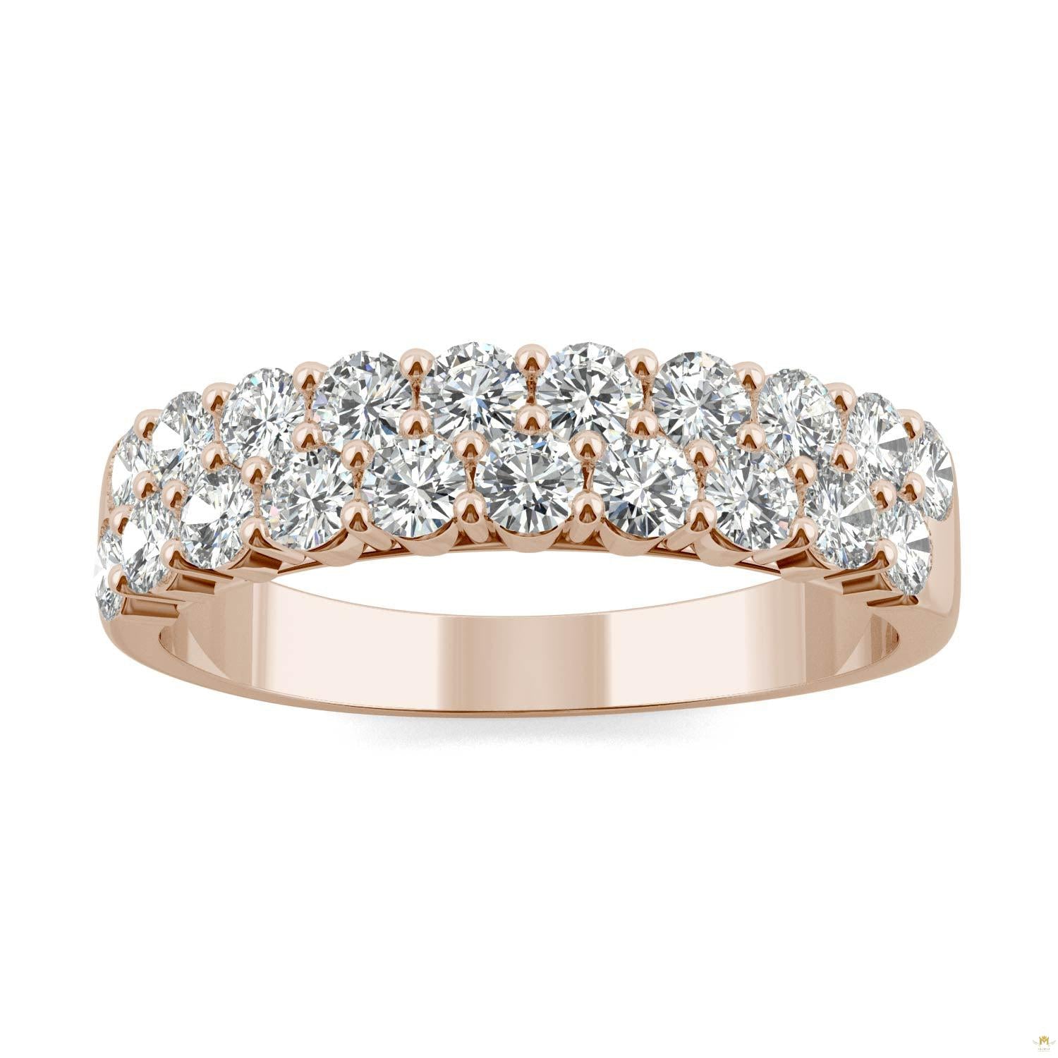 1.00 CTW   Round Moissanite Two Row Ring in 14K Rose Gold