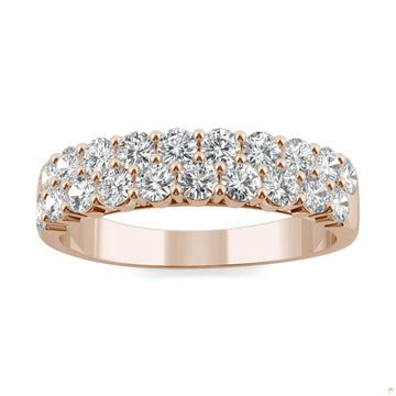 1.00 CTW   Round Moissanite Two Row Ring in 14K Rose Gold