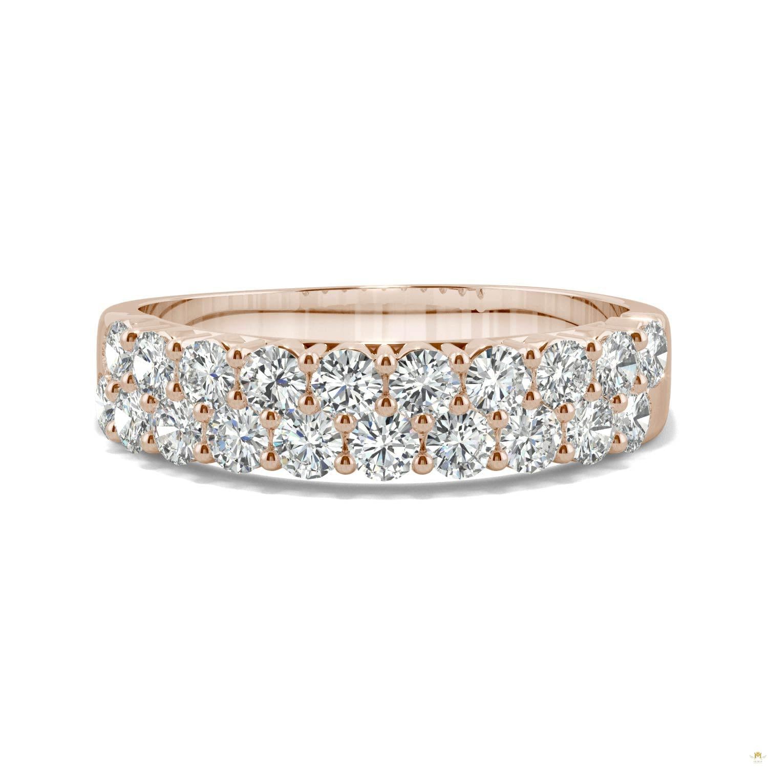 1.00 CTW   Round Moissanite Two Row Ring in 14K Rose Gold