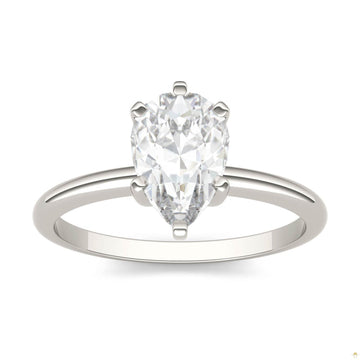 1.50 CTW   Pear Moissanite Engagement Ring in 14K White Gold