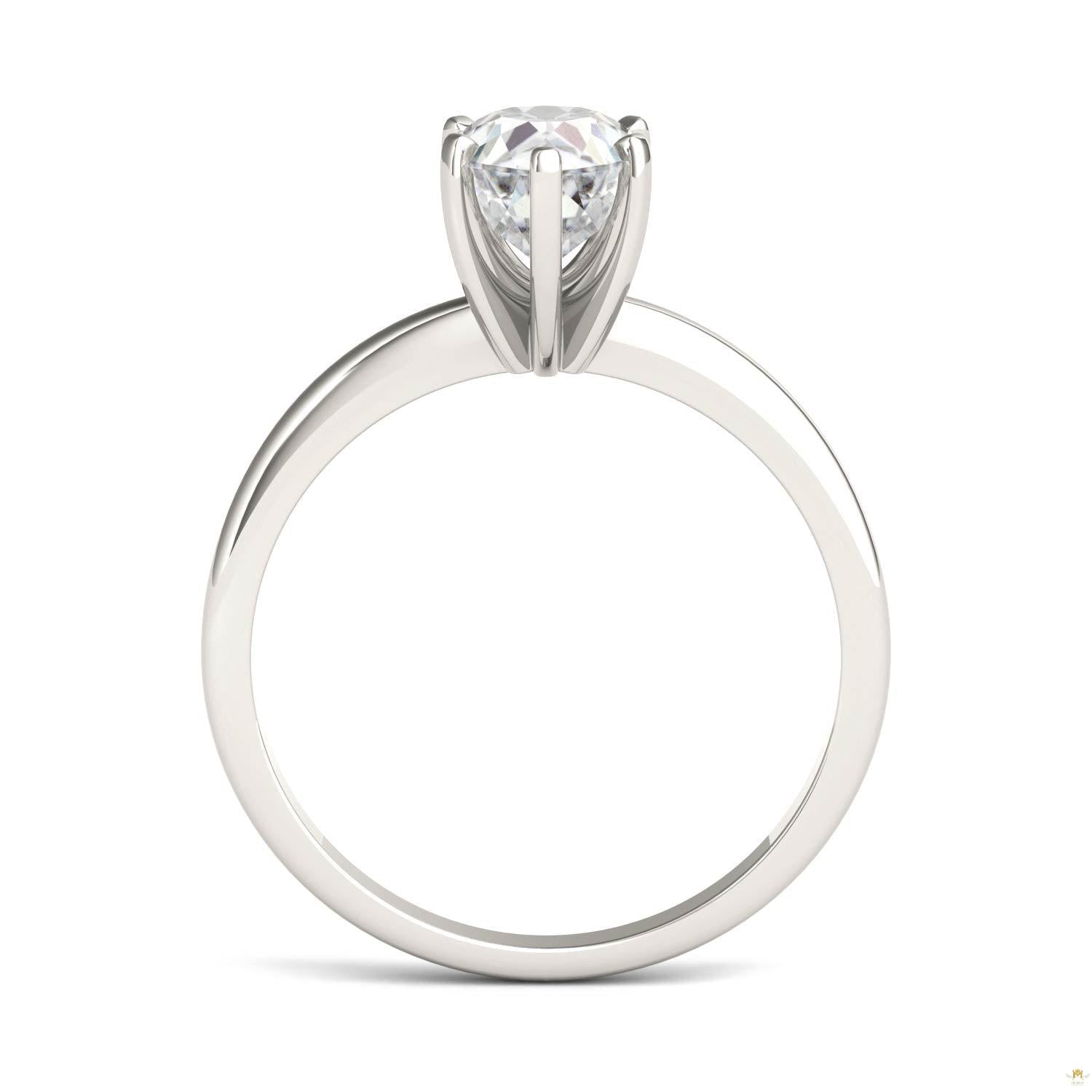 1.50 CTW   Pear Moissanite Engagement Ring in 14K White Gold