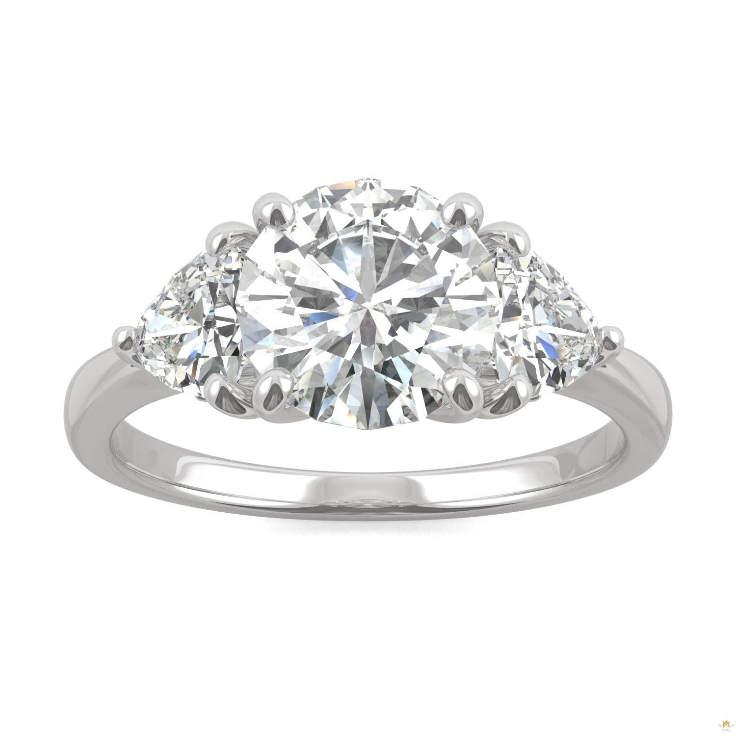 2.70 CTW   Round Moissanite Basket Ring in 14K White Gold
