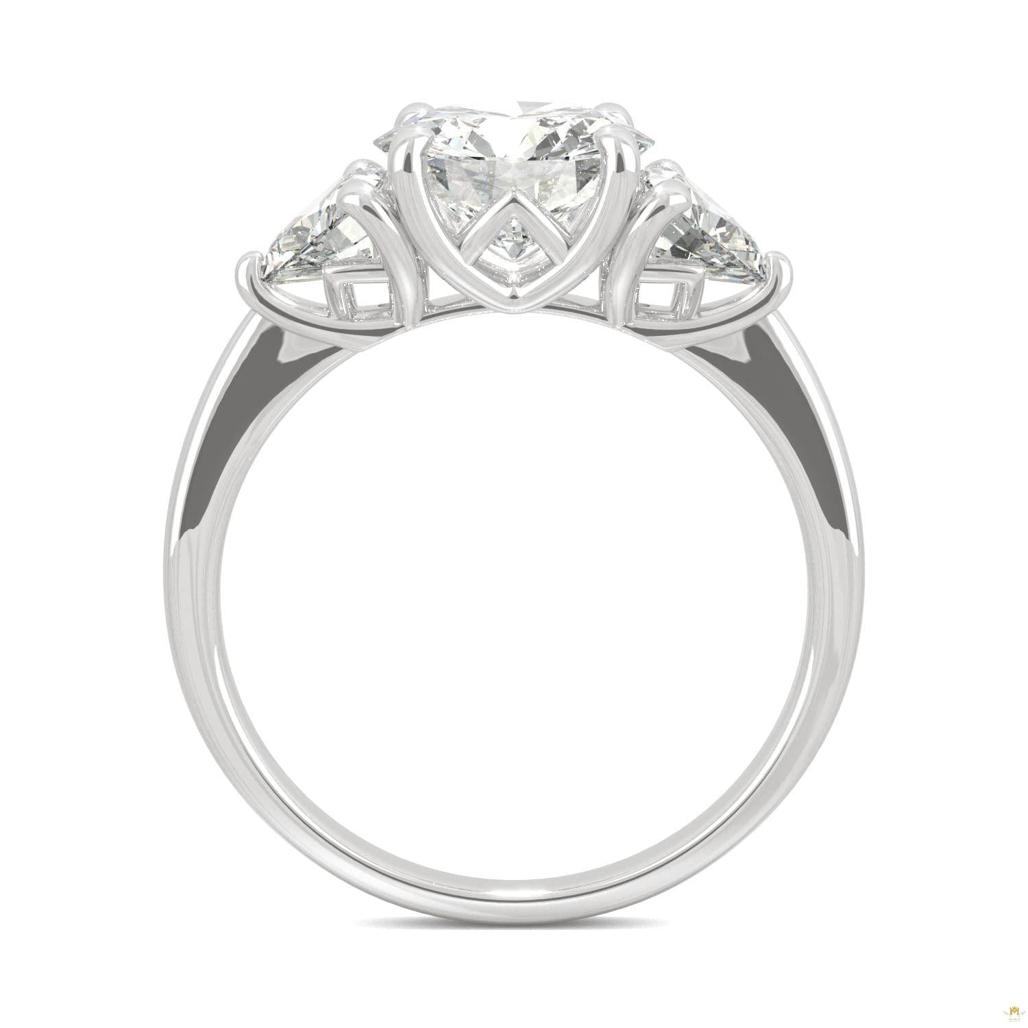 2.70 CTW   Round Moissanite Basket Ring in 14K White Gold