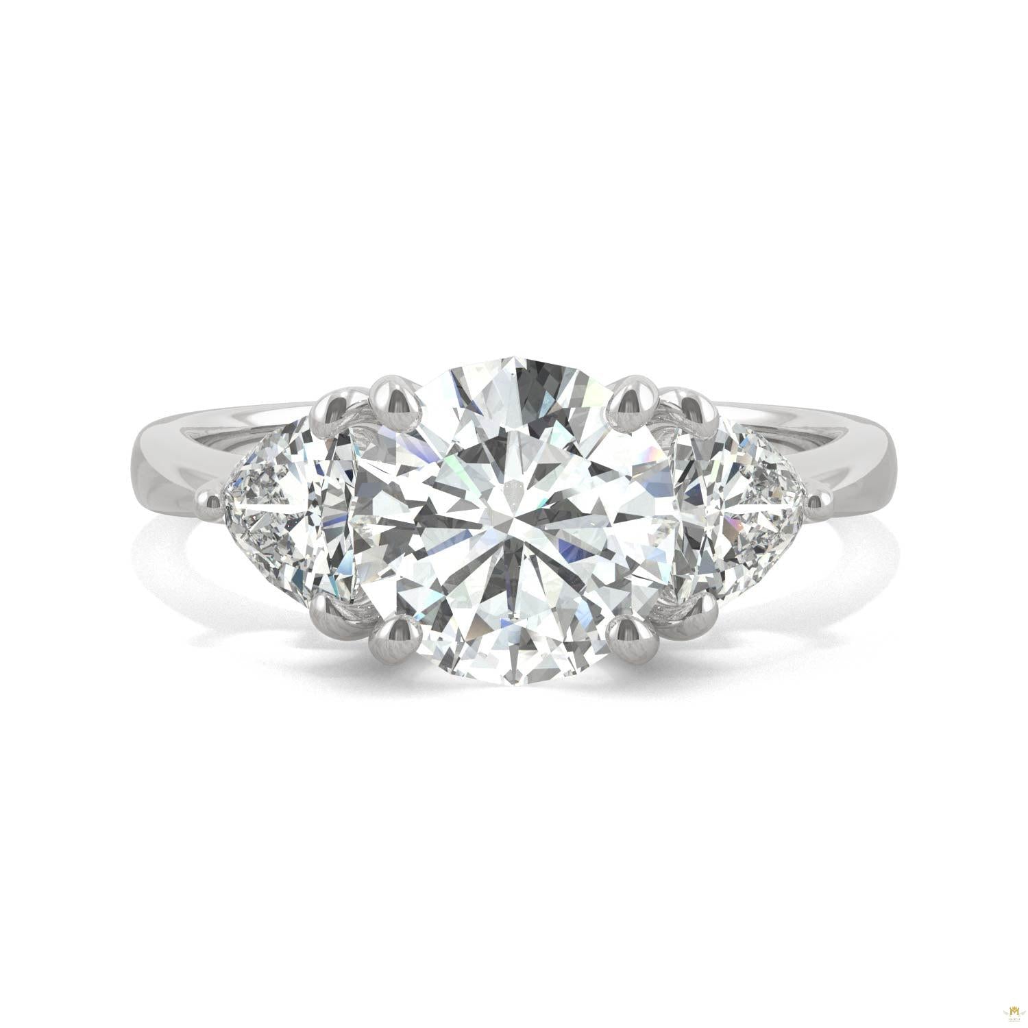 2.70 CTW   Round Moissanite Basket Ring in 14K White Gold