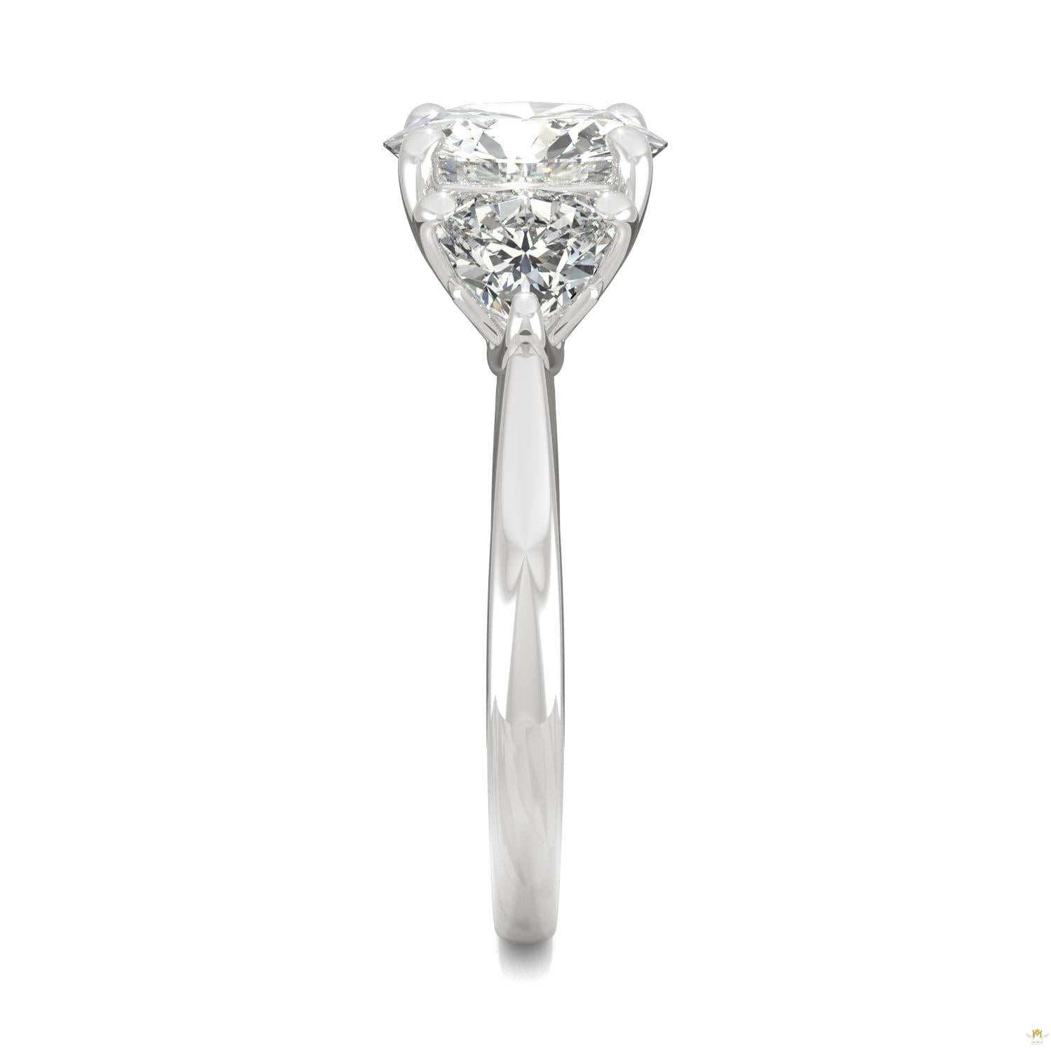 2.70 CTW   Round Moissanite Basket Ring in 14K White Gold