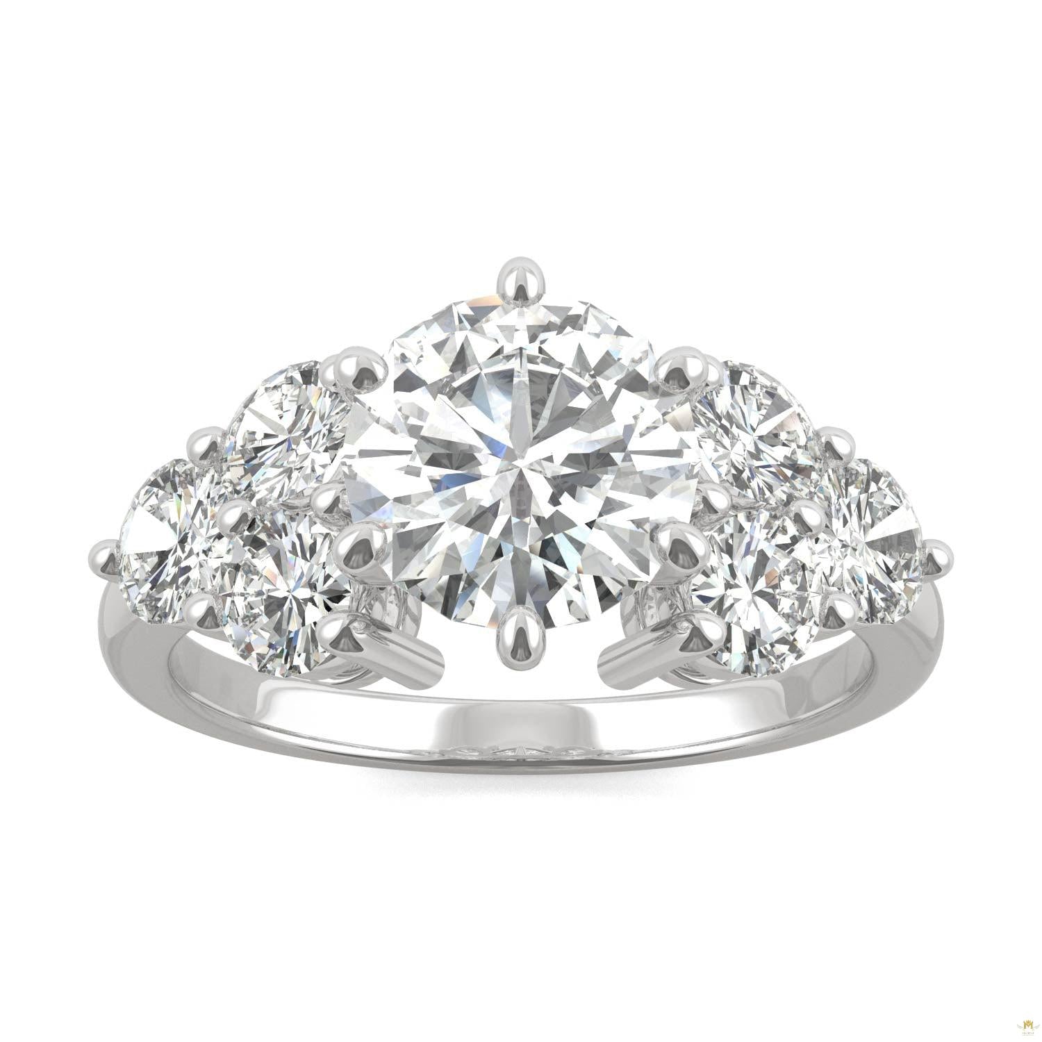 3.28 CTW   Round Moissanite Engagement Ring in 14K White Gold