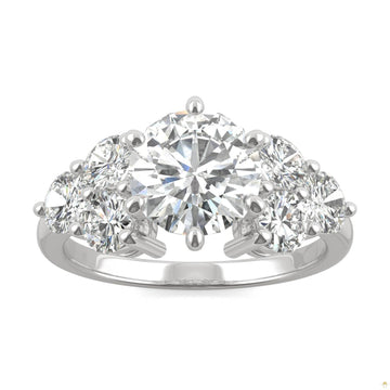 3.28 CTW   Round Moissanite Engagement Ring in 14K White Gold