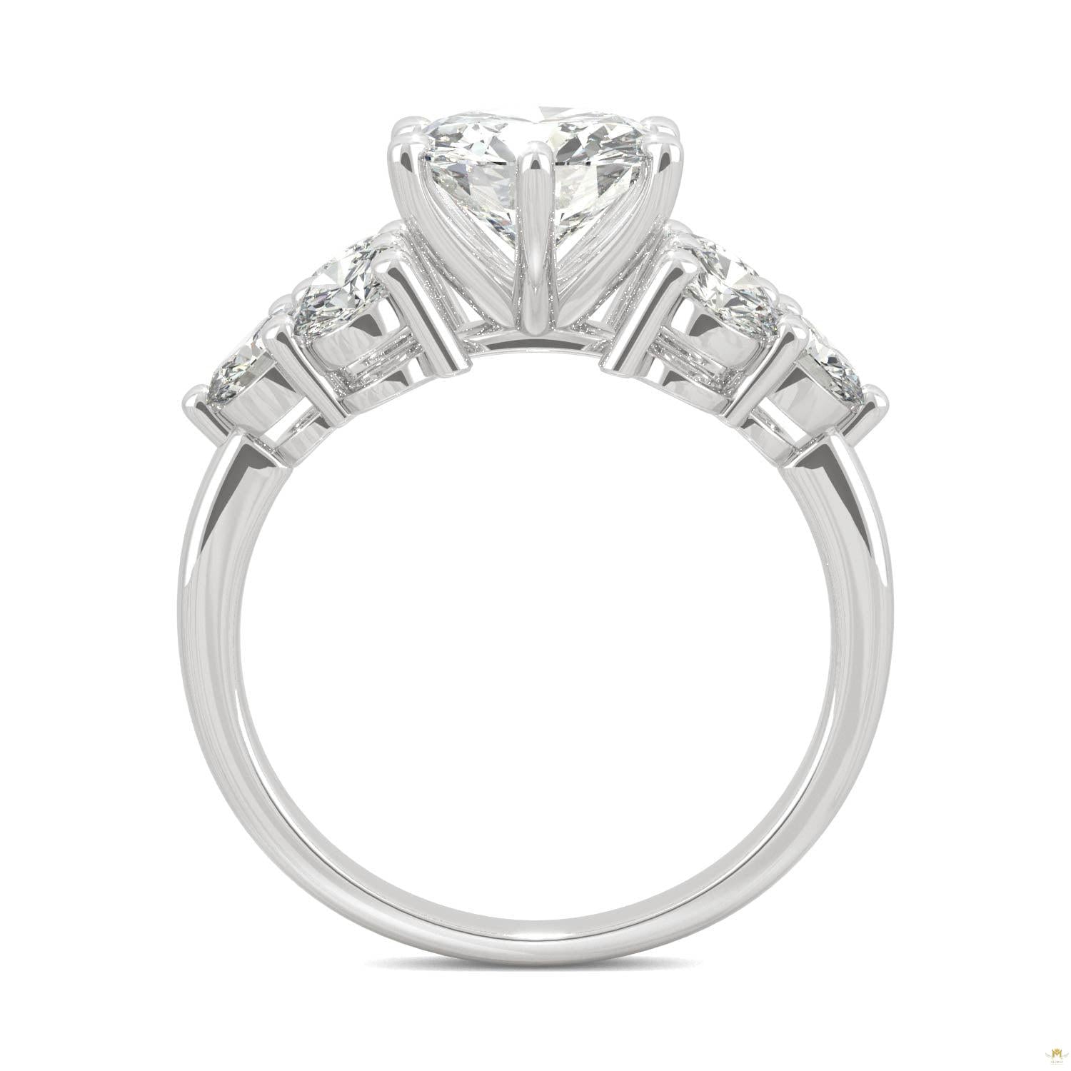 3.28 CTW   Round Moissanite Engagement Ring in 14K White Gold