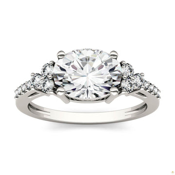 2.30 CTW   Oval Moissanite Engagement Ring in 14K White Gold