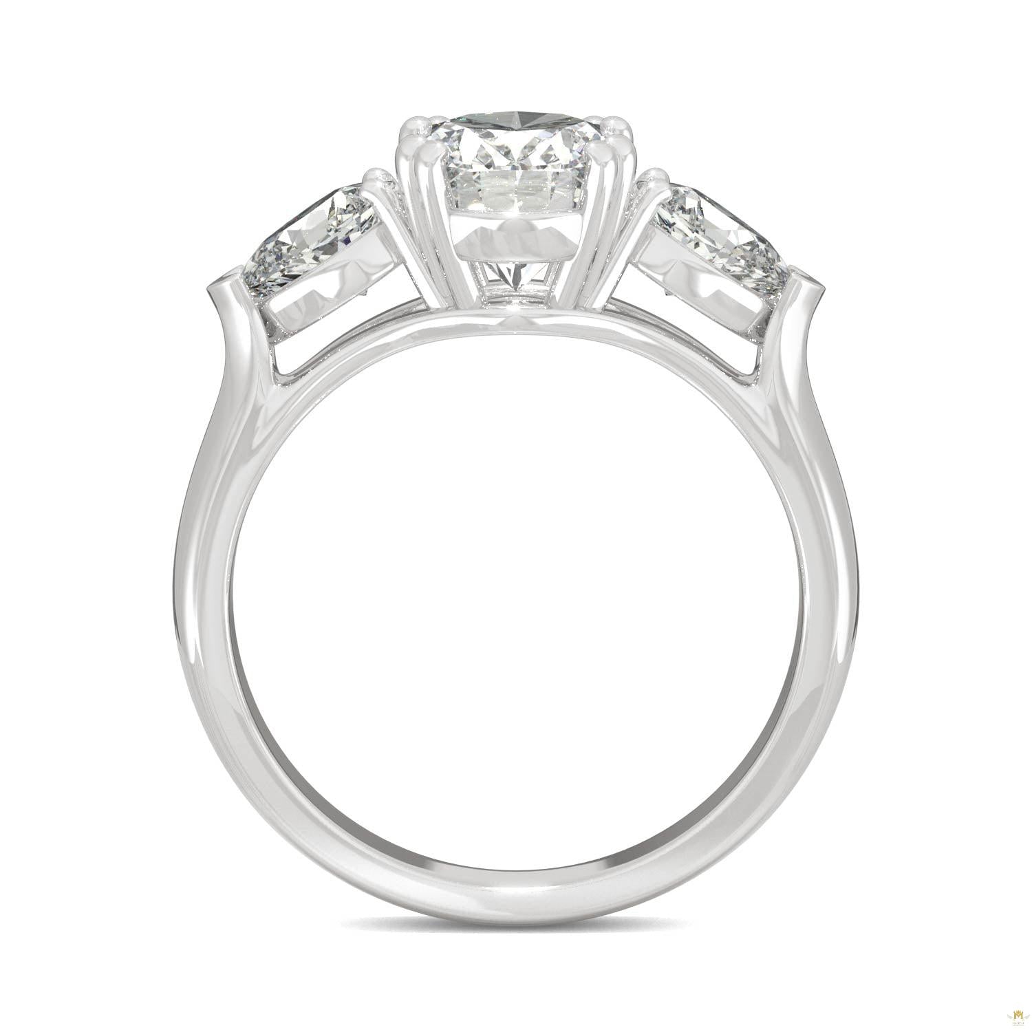2.96 CTW   Oval Moissanite Three Stone Ring in 14K White Gold